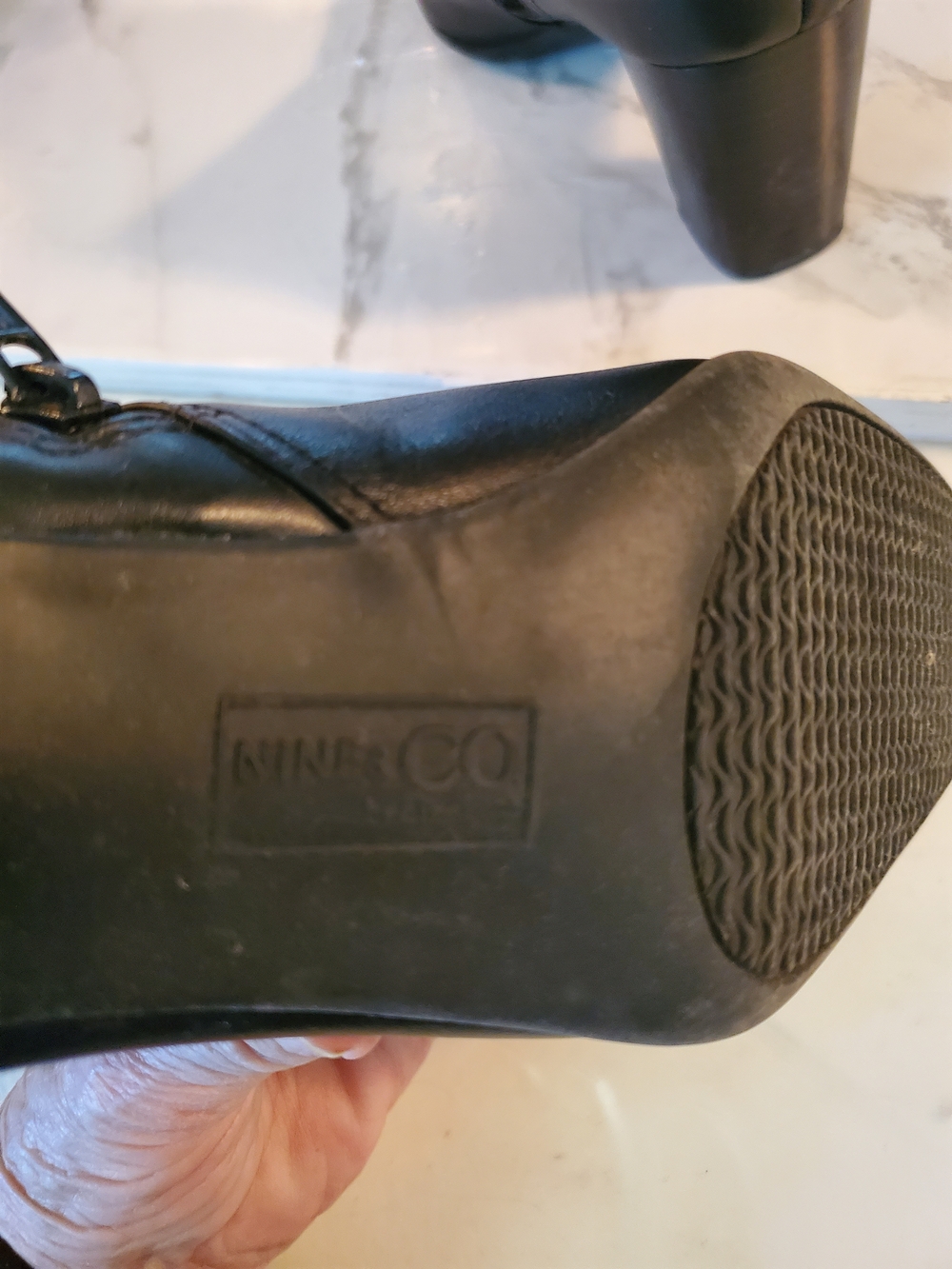 Nine & Co. Black Leather Ankle Booties with Buckle Accent - Picture 5 of 8